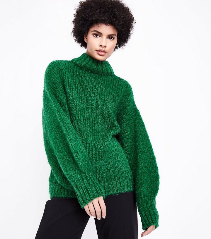 green-funnel-neck-oversized-jumper