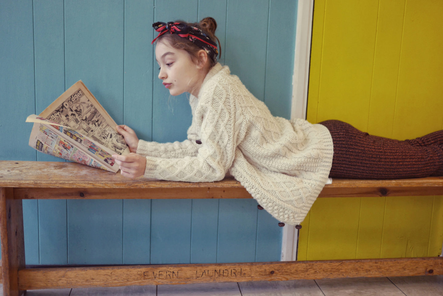 lolling on bench