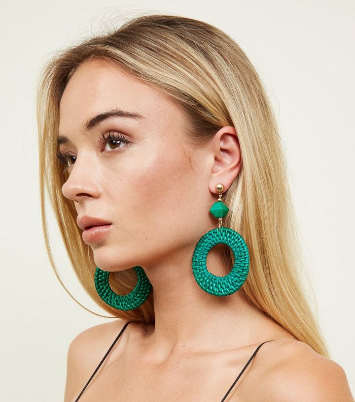 green-woven-hoop-earrings